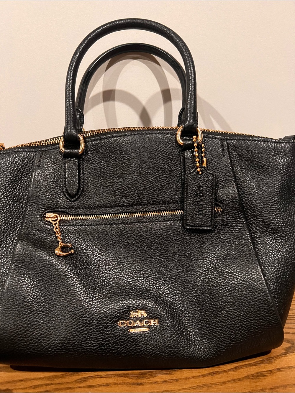 Coach Prairie Satchel Black Pebbled Leather with Gold Hardware Crossbody Bag - Picture 2 of 6